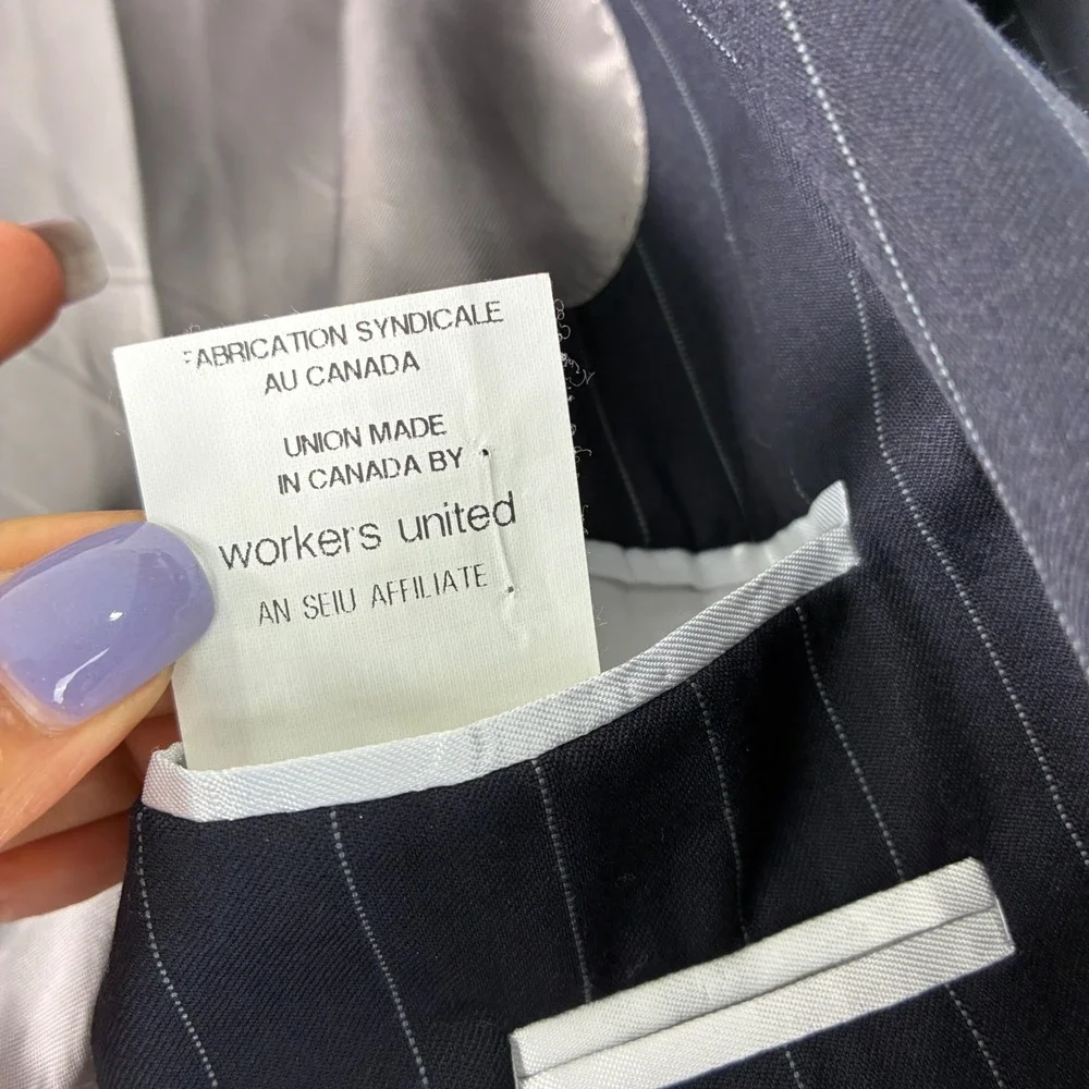 Jack Victor Von Maur Mens 42R Navy Pinstripe‎ Wool Two Button Blazer Jacket